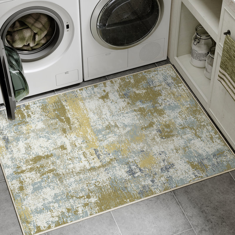 Tapis abstrait moderne Vellum avec animaux de compagnie et lavable à la machine, Rectangle 3 pi 4 po x 5 pi