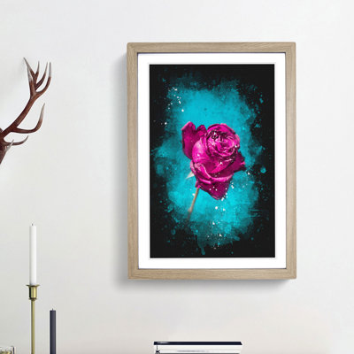 Fuscia Pink Dying Rose - Framed Print