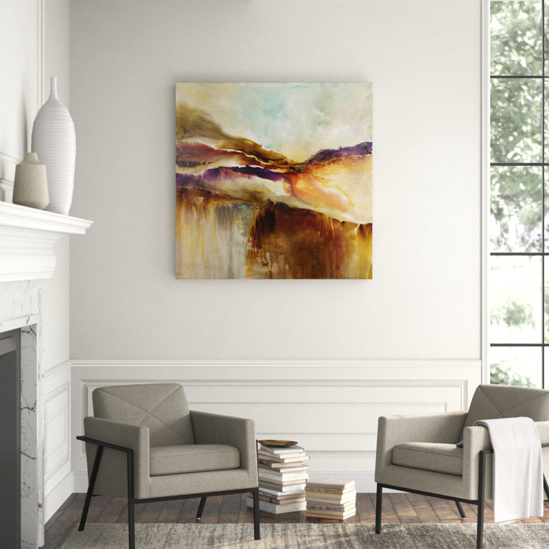 Red Desert Vista Print by Jennifer Hollack Raboin, 48" H x 48" W x 2.25" D, Gold Frame Canvas