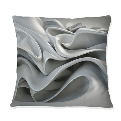 Grey Infinite Ripples - Modern Waves Printed Throw Pillow