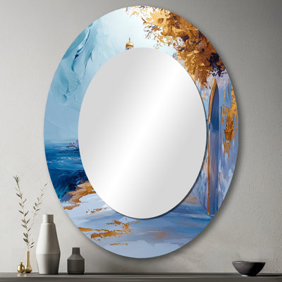 Miroir décoratif marocain sur fond marocain Rabat bleu II - Pays