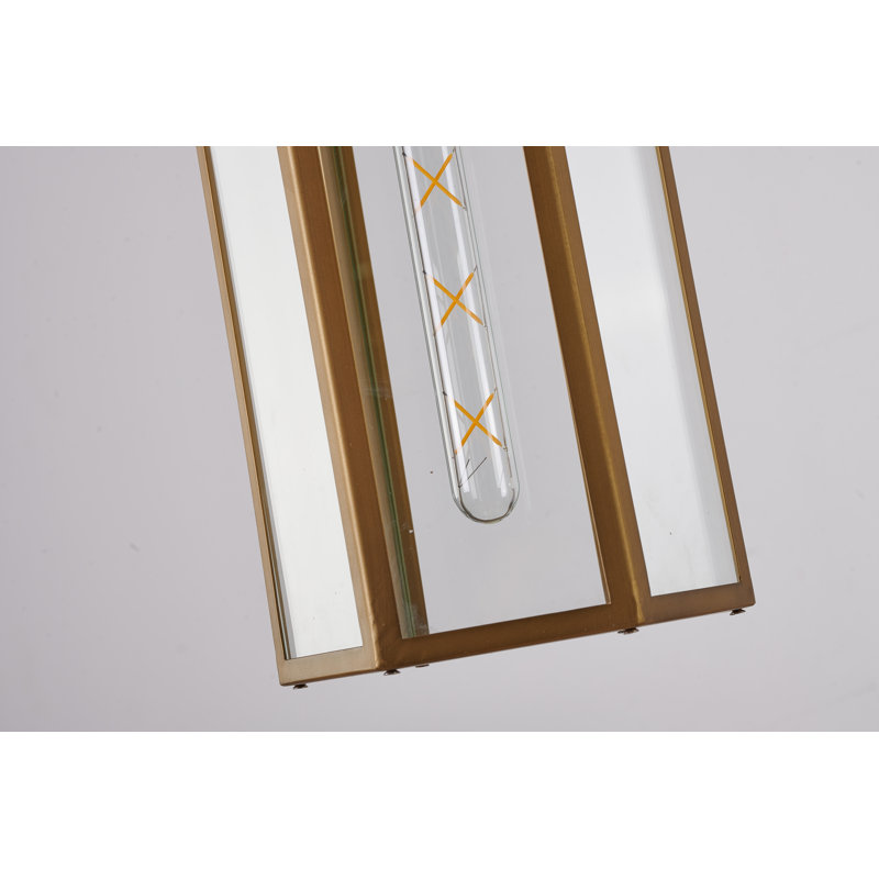 Luminaire suspendu en laiton 1 lumière avec abat-jour en verre transparent, Laiton