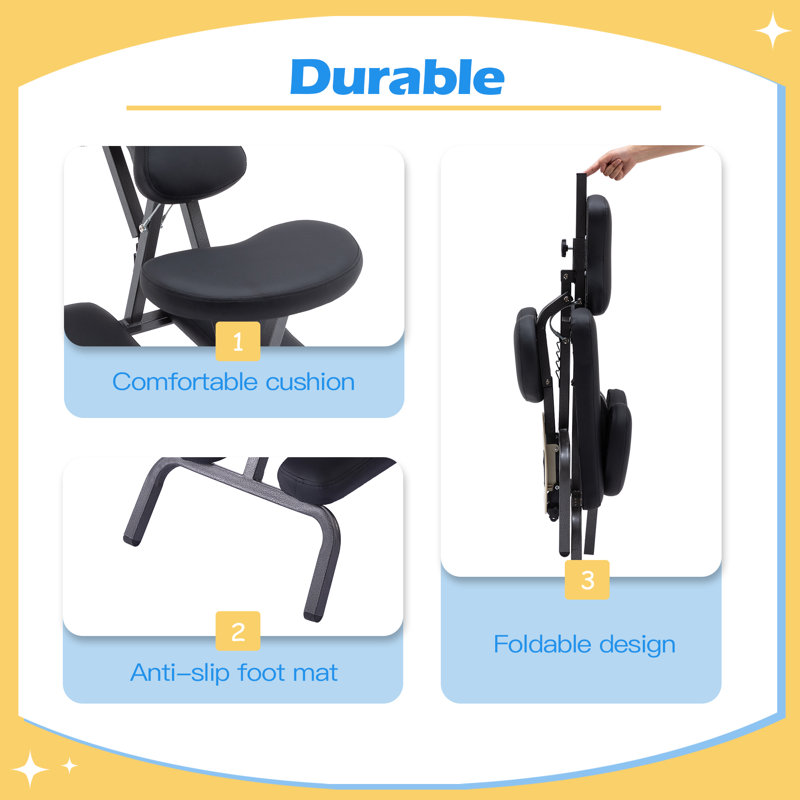 Fauteuil de massage portatif pour tatouer et spa avec berceau réglable avec sac de transport idéal pour les salons