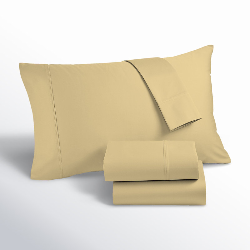 Ultimate Percale 100% Cotton Cool & Crisp Sheet Set, Full Sheet Set with 2 Pillowcases, Yellow