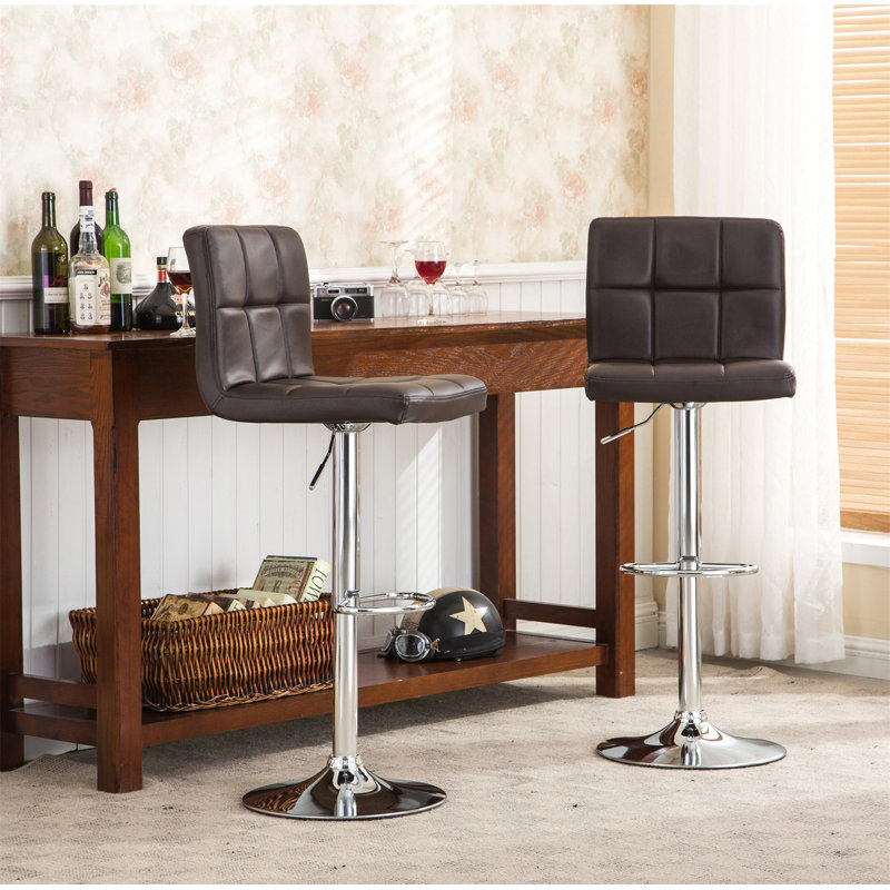 Tabouret de bar pivotant réglable en similicuir, ensemble de 2, Brown