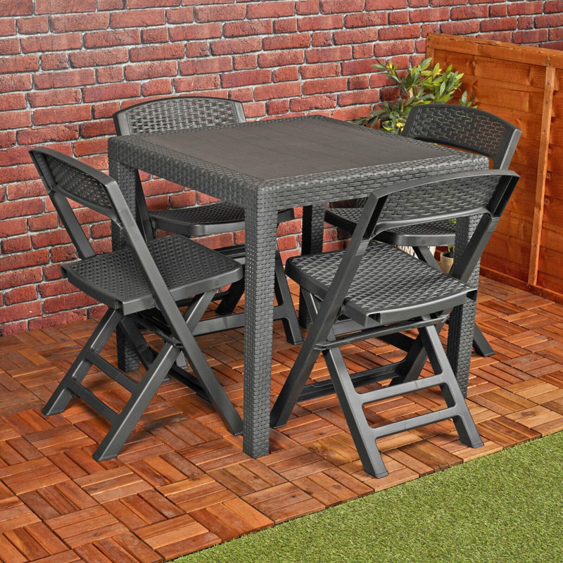 Monaca 4 - Person Patio Dining Set with Square Table, Anthracite