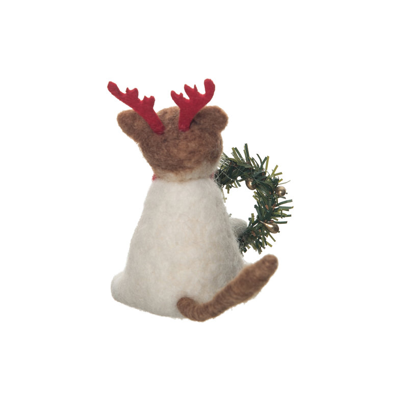 Figurine chat renne avec couronne