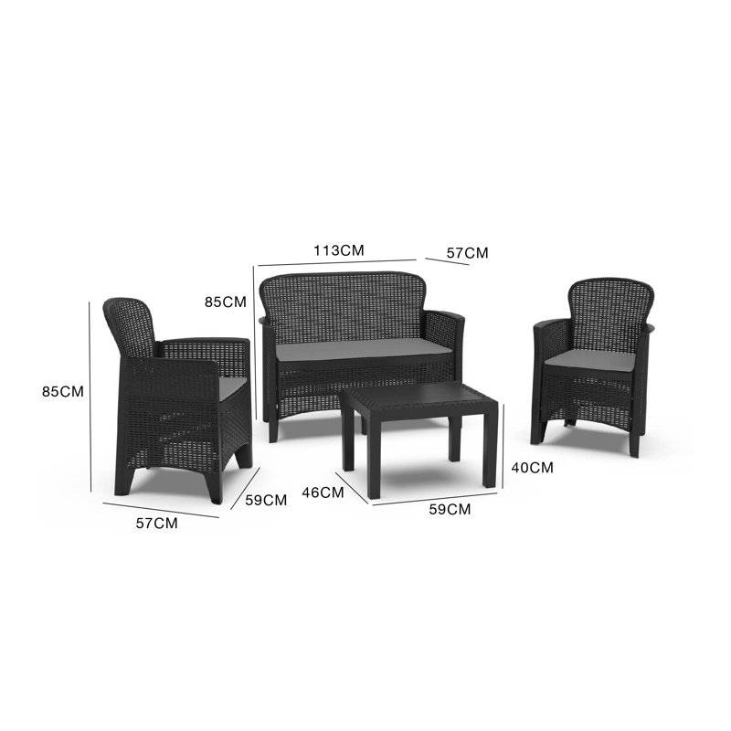 4 - Person Patio Dining Set with Square Table , Cushions Included