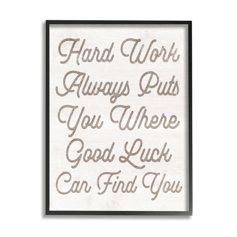 «Hard Work Motivational Expression» par Lil 'Rue - impression, Giclée encadrée noir minuit, H 14 po x l 11 po x P 1,5 po