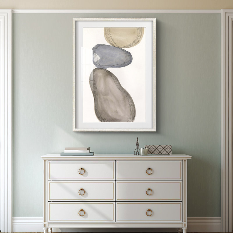 River Rocks Contour II -Framed Print, 25.5" H x 17.5" W, White
