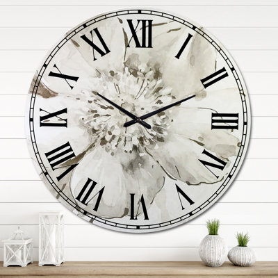 Indigold Grey Pivoines III - Horloge murale traditionnelle