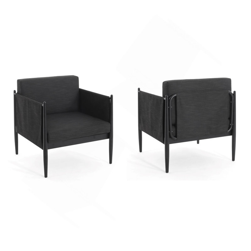 Chaise de club d'extérieur en aluminium noir 2 pièces DAWson