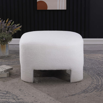 Repose-pieds blanc Sherpa pour canapé, L 28,74 po x l 28,74 po x H 18,5 po, aucun assemblage requis