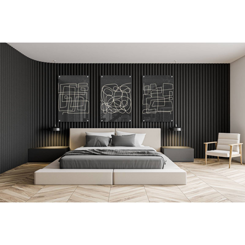 Abstrait noir - ensemble de 3 reproductions sans cadre