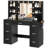 Makeup Vanity with USB Outlet & 3-Color Adjustable Lights - Large Storage Dressing Table with 7 Drawers, Side Hair Dryer Holder, Mirror for Bedroom-1263230529