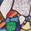 Birds in the Night Sky Round Stained Glass Window Panel