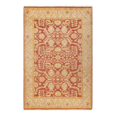 Tapis unique noué à la main orange / rouge / beige Tyice Eclectic 6 pi x 8 pi 9 po