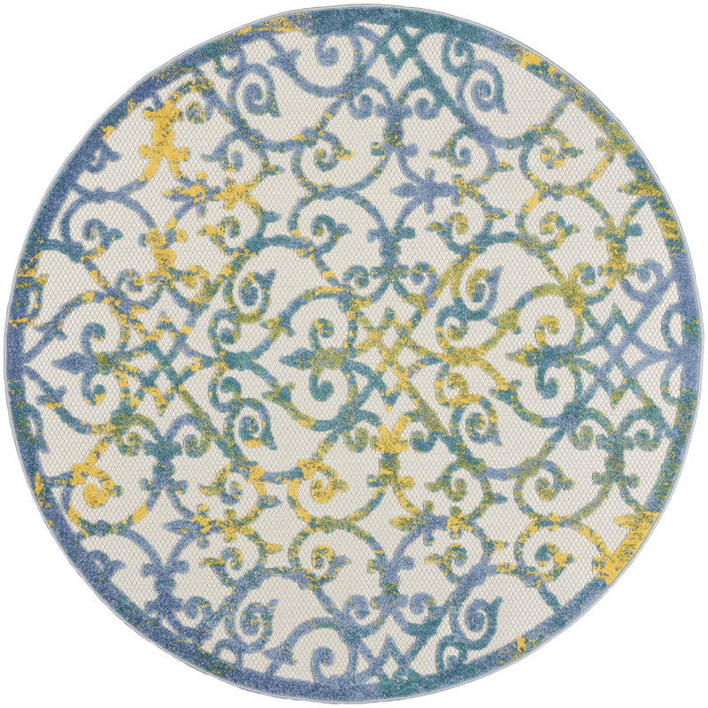 Mappsville Indoor / Outdoor Rug, Round 4'