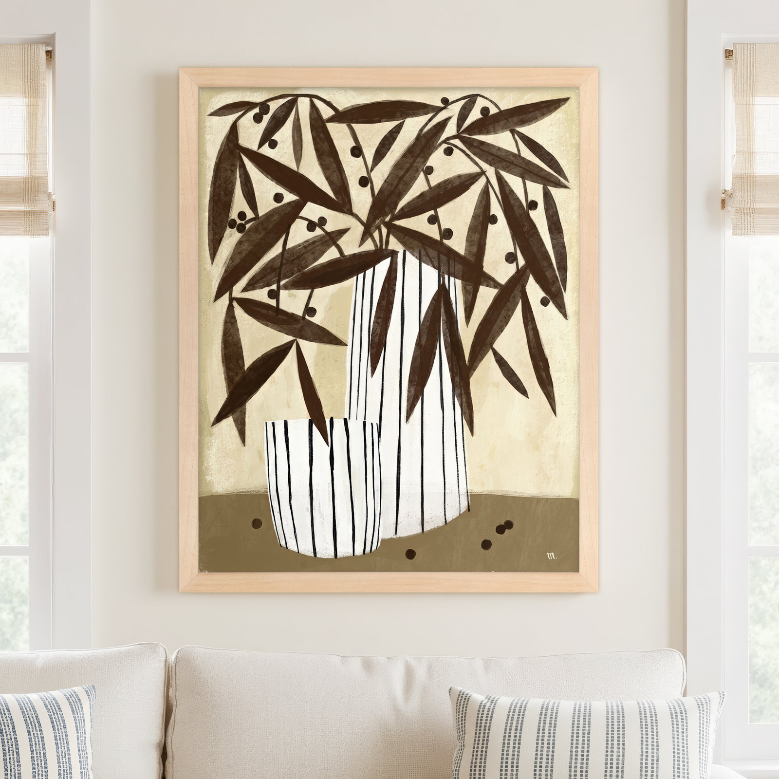 Juba "Dry Flowers" Painting, 38" H x 30" W x 1.25" D, Maple