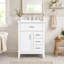 Meuble-lavabo de 24 po avec lavabo en céramique, structure en bois massif et armoire en MDF, 1 porte, tiroir rabattable et 3 tiroirs, charnières à fermeture en douceur, tablette réglable, poignées argentées-396240253