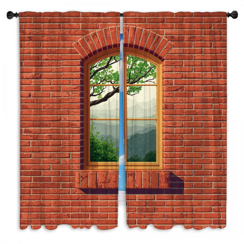 Rideaux de fenêtre Red Brick Wall - 2 panneaux, Obscurcissement de chambre, 80 po x 52 po - 2 panneaux