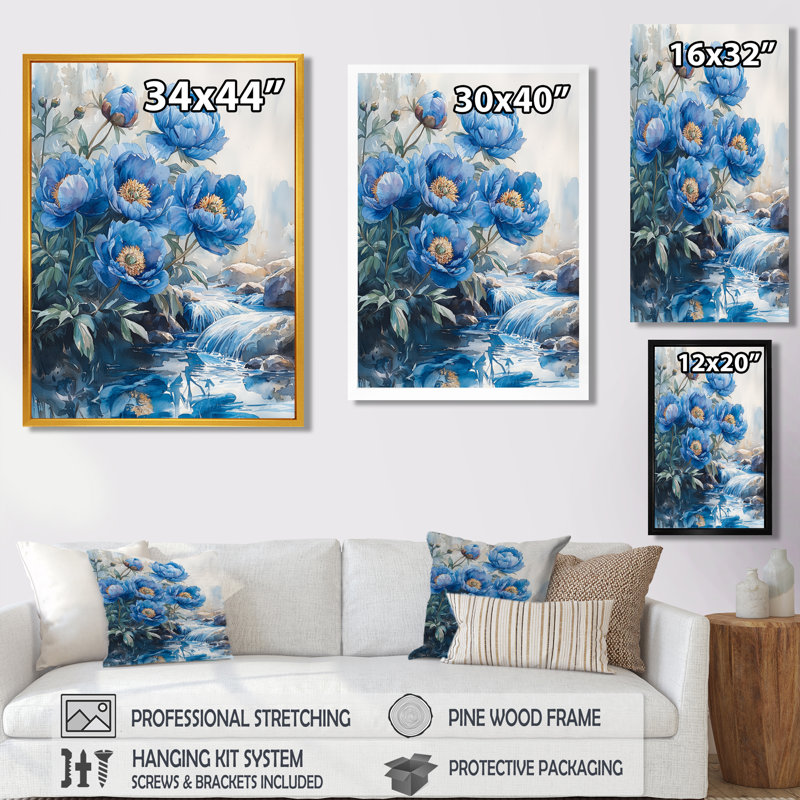 Ingles - Salon d'art mural floral, H 20 po x l 12 po, Reproduction encadrée d'une seule photo, Doré