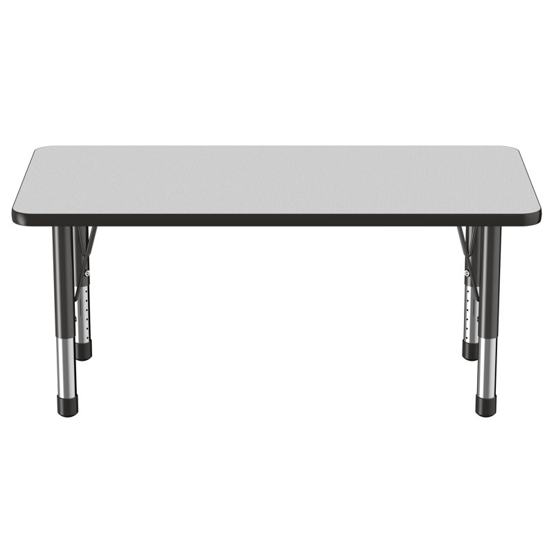 Table d'activité rectangulaire à hauteur réglable en forme de T, 24 po x 48 po, Gris / Noir, Épais