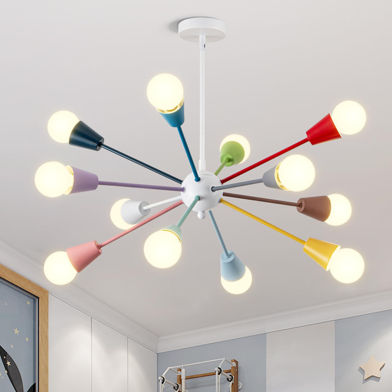 Colorful Chandelier,12-Light Sputnik Ceiling Light Fixture, 12, Colorful