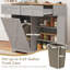Tilt Out Trash Can Cabinet Garbage Cabinet with Outlets 2 Drawers Grey