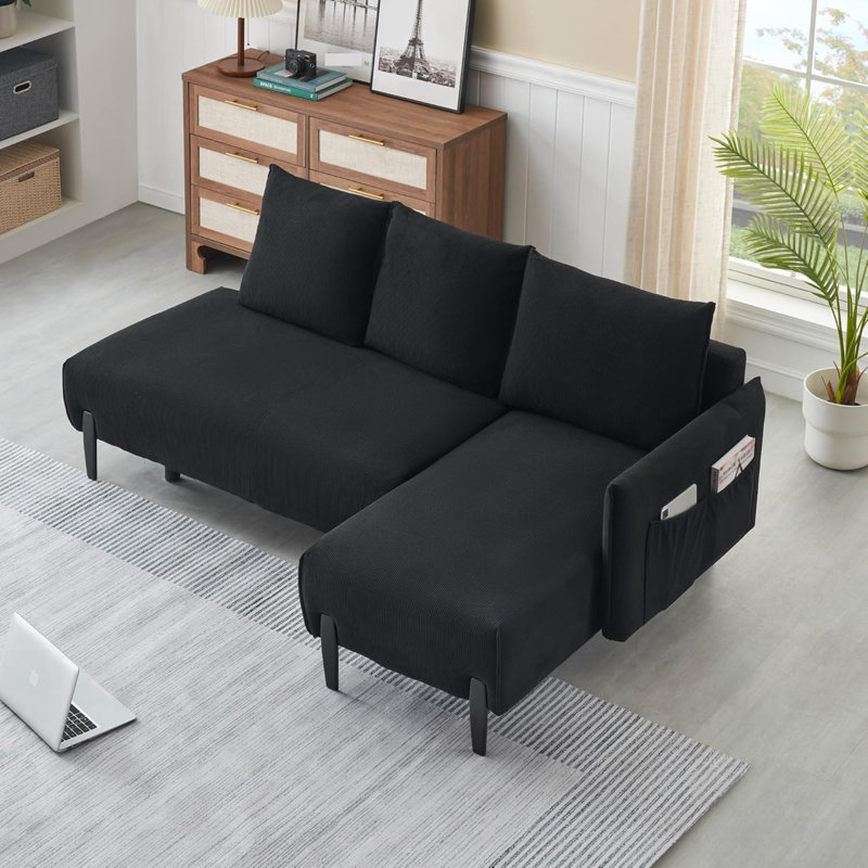 Canapé-lit convertible - 3 couleurs, fonction inclinable, pieds Mid-Century, conception compacte pour les petits espaces
