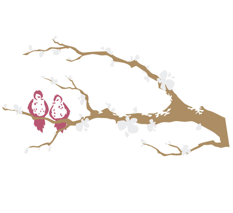 Non-Wall Damaging Wall Decal, White / Pink / Brown, 21" H x 40" W x 0.01" D