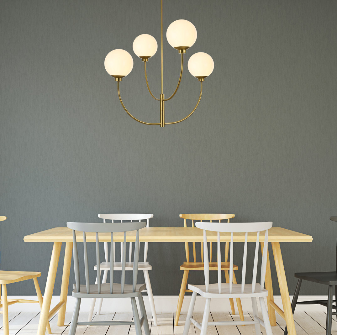 Kyle 4-Light Chandelier, Satin Gold, 25" H x 30" W x 30" D