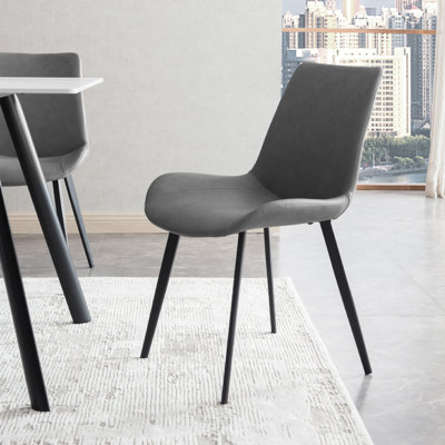 Kamai Faux Leather Upholstered Side Chair with Carbon Steel Legs