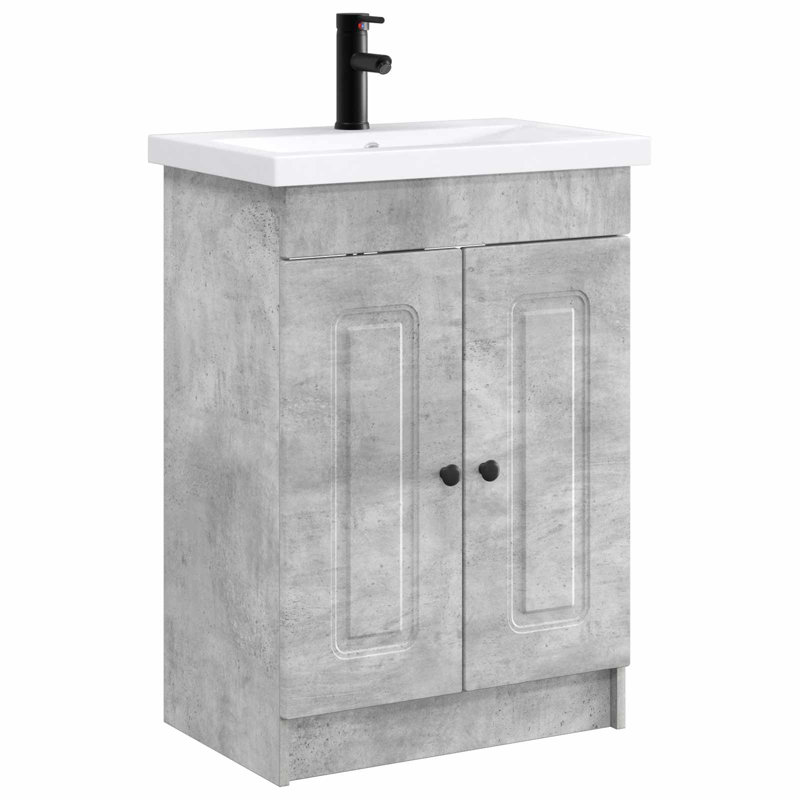 Vanity & Mirror Set, Concrete Grey
