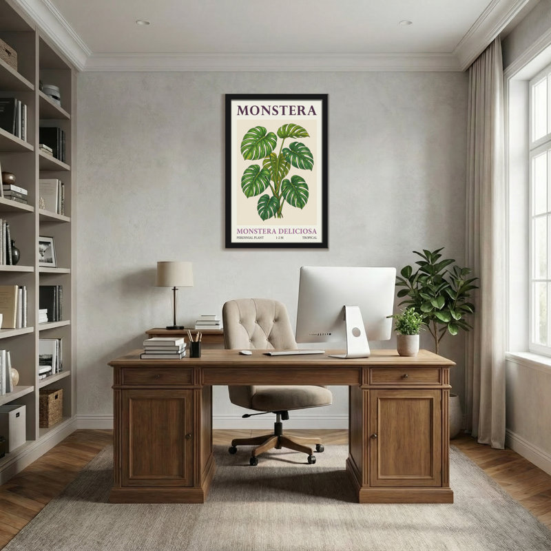 Plantes et fleurs - motif tropical Monstera Deliciosa, H 24 po x l 16 po