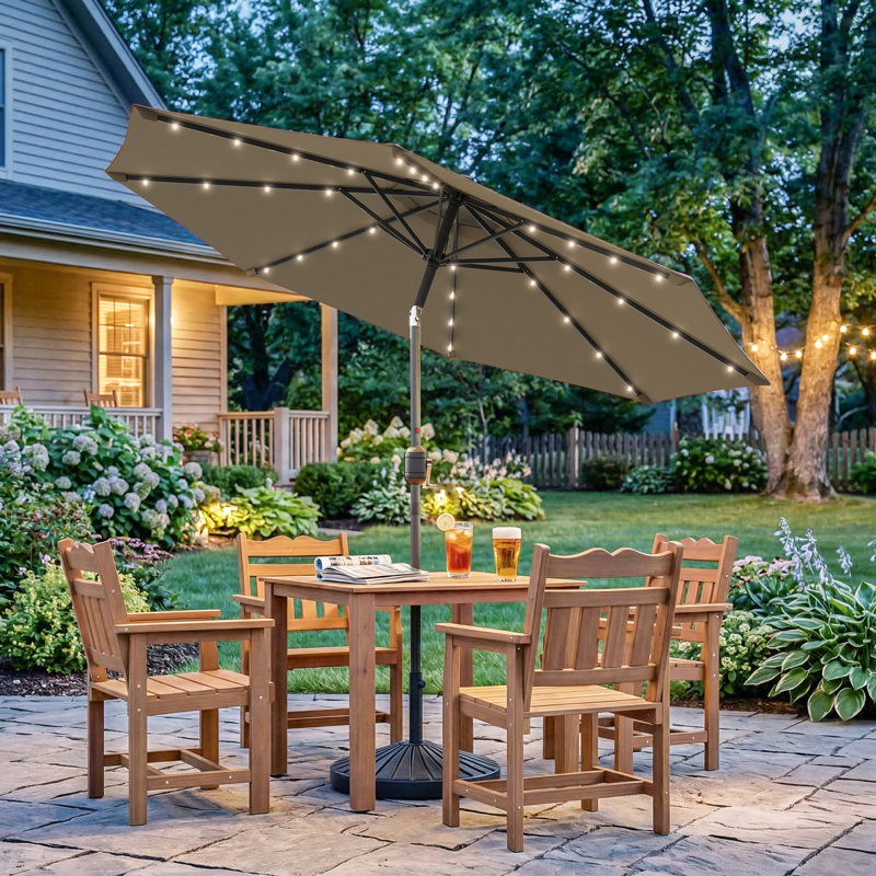 Parasol de marché lumineux 9 pi Odis, Taupe, H 92,5 po x l 108 po x P 108 po