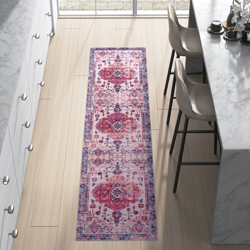 Tapis ivoire / bleu clair Aminah, Tapis de couloir 2 pi x 9 pi