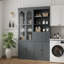Armoire de rangement de garage autoportante 47,2 "avec huche, portes en verre, 4 tiroirs, tablettes de porte et plateaux coulissants-1268266765