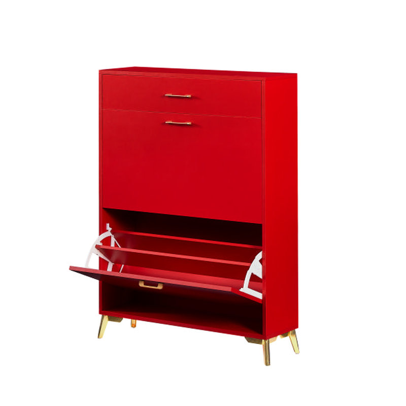 Porte-chaussures de couloir avec 2 tiroirs rabattables - rouge, peu encombrant, boîte pour,