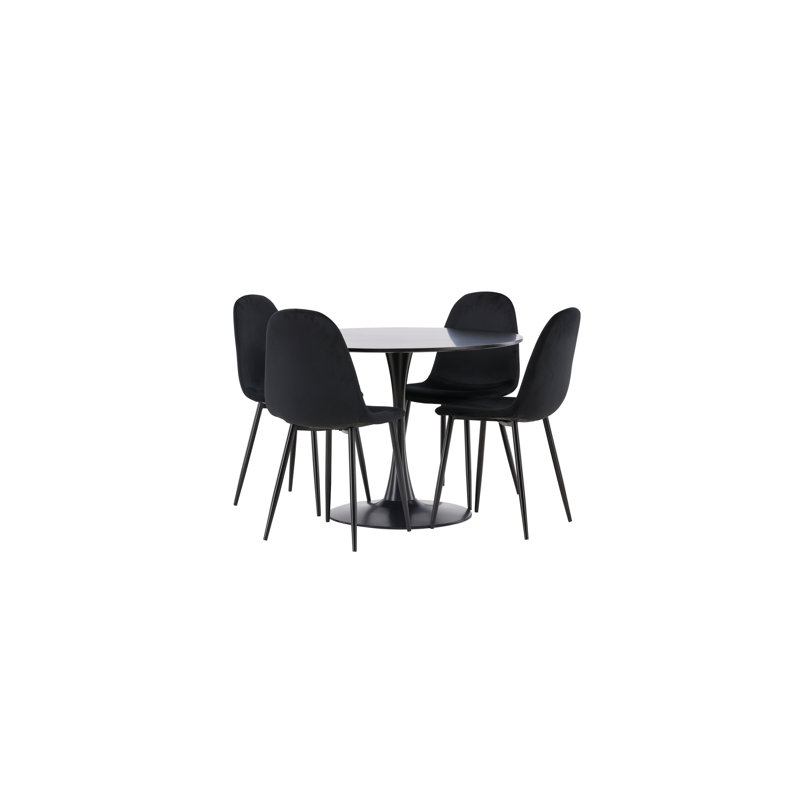Thacker 4 - Person Dining Set, Black, Black