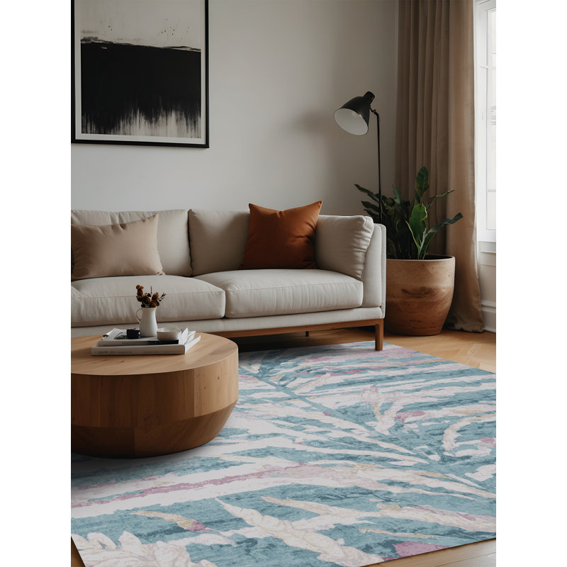 Machine Washable Beige Area Rug, Square 6'