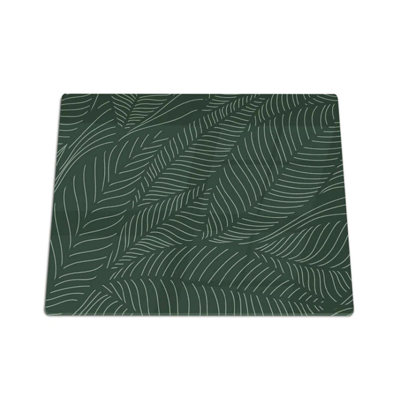 Housse et planche à découper pour petit réchaud de camping-car - feuilles vert foncé