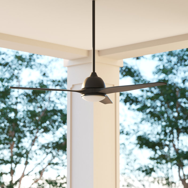 Inlight 60 po Ventilateur de plafond intérieur et extérieur à DEL intégré avec lumière et télécommande, IN-0714-3-BK