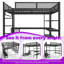 Grand lit mezzanine en métal avec tablettes de rangement, bureau et tringle à vêtements