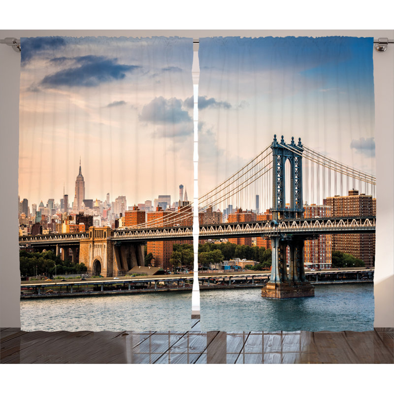 New York Semi-Sheer Rod Pocket Curtain Panels, 54" x 90"