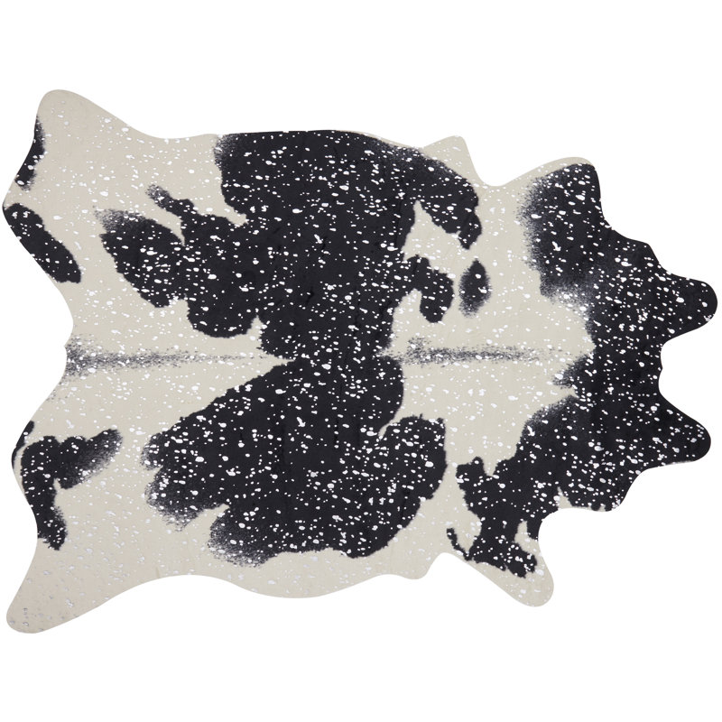 Tapis noir/argent tissé à la machine Duran, Forme rectangulaire : 3 pi 10 po x 5 pi