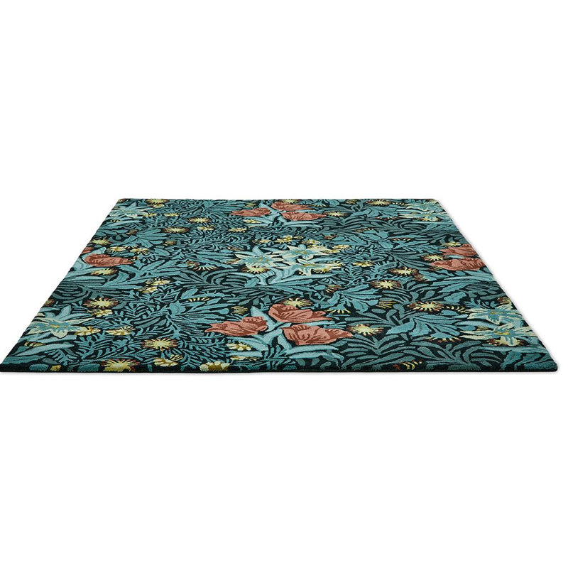 Wool Floral Area Rug, Rectangle 4'7" x 6'7"