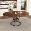 Table de salle à manger ronde extensible avec tablette de rangement, placage de noyer et métal noir mat, s'étend de 43 à 59 pouces, sièges 4-6