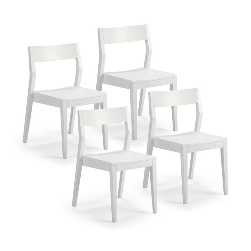 Linzy Solid Wood Modern Side Chair, White