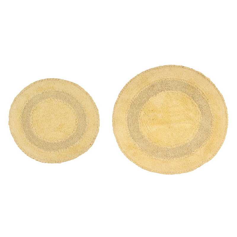 Tapis de bain 100% coton Zorica (ensemble de 2), Jaune